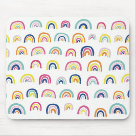 Boho White Multi Rainbow Mousepad