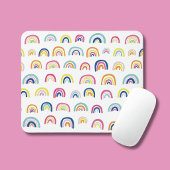 Boho White Multi Rainbow Mousepad
