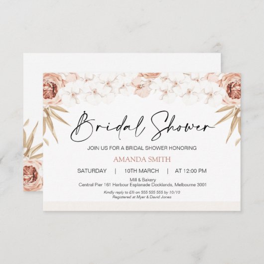 Boho White Orchards Palm Leaf Brautparty  Einladung (Vorne/Hinten)