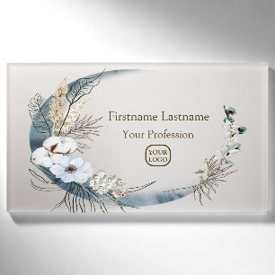 Boho White Orchid Blume Blue Moon Elegante Namenschild