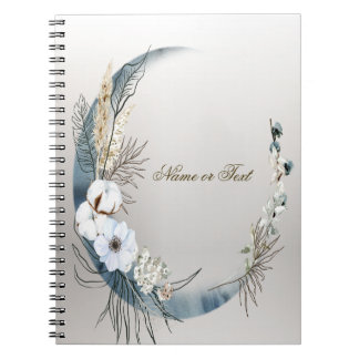 Boho White Orchid Blume Blue Moon Elegante Notizblock