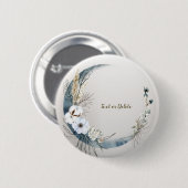Boho White Orchid Blume Blue Moon Elegantes Party Button (Vorne & Hinten)