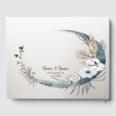 Boho White Orchid Blume Blue Moon Elegantes Party Gästebuch (Rückseite)