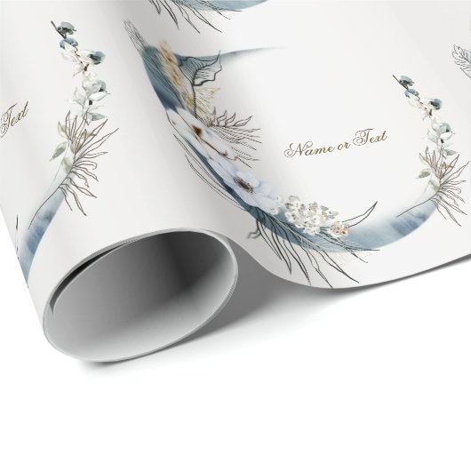 Boho White Orchid Blume Blue Moon Elegantes Party Geschenkpapier (Rolleneckpunkt)