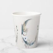 Boho White Orchid Blume Blue Moon Elegantes Party Pappbecher (Rückseite)