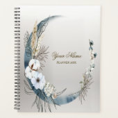 Boho White Orchid Blume Blue Moon Elegantes Party Planer (Vorderseite)