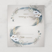 Boho White Orchid Blume Blue Moon Elegantes Party Platzkarte (Außenseite Aufgefaltet)