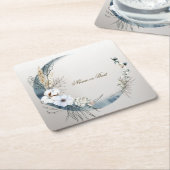 Boho White Orchid Blume Blue Moon Elegantes Party Rechteckiger Pappuntersetzer (angewinkelt)