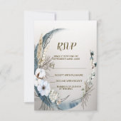 Boho White Orchid Blume Blue Moon Elegantes Party RSVP Karte (Vorderseite)