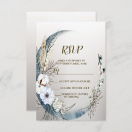 Boho White Orchid Blume Blue Moon Elegantes Party RSVP Karte