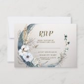 Boho White Orchid Blume Blue Moon Elegantes Party RSVP Karte (Vorderseite)