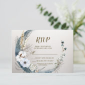 Boho White Orchid Blume Blue Moon Elegantes Party RSVP Karte (Stehend Vorderseite)