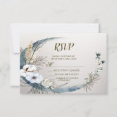 Boho White Orchid Blume Blue Moon Elegantes Party RSVP Karte (Vorderseite)