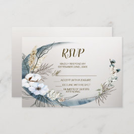 Boho White Orchid Blume Blue Moon Elegantes Party RSVP Karte