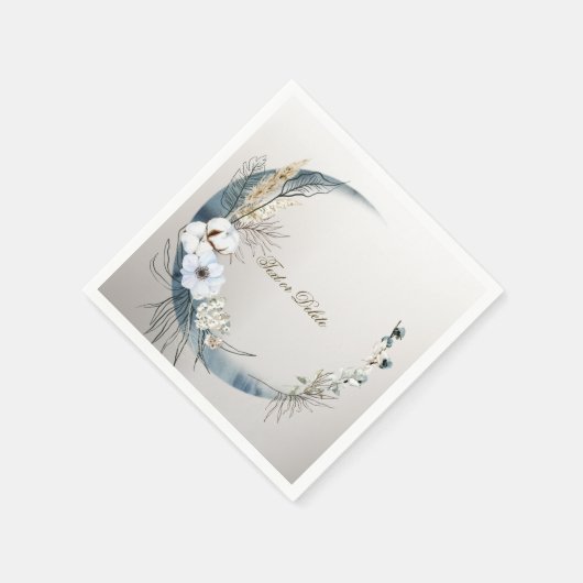 Boho White Orchid Blume Blue Moon Elegantes Party Serviette (Ecke)