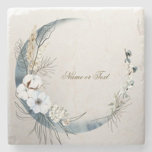 Boho White Orchid Blume Blue Moon Elegantes Party Steinuntersetzer (Vorderseite)