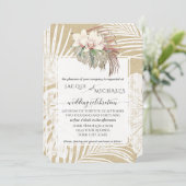 BOHO White Orchid Floral Tropical Folios Einladung (Stehend Vorderseite)