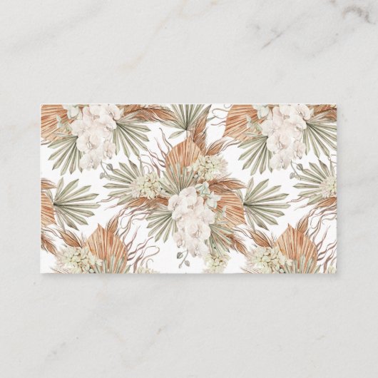 Boho White Orchid & Pampas Grass Brautparty Begleitkarte (Rückseite)