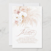 Boho White Orchids Pampas Grass Brautparty Einladung (Vorderseite)