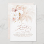 Boho White Orchids Pampas Grass Brautparty Einladung (Vorne/Hinten)