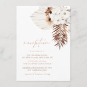 Boho White Orchids Pampas Grass Hochzeitsempfang Begleitkarte (Vorderseite)