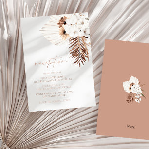Boho White Orchids Pampas Grass Hochzeitsempfang Begleitkarte