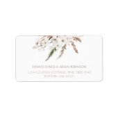 Boho White Orchids Pampas Grass Wedding Adressaufkleber (Vorne)