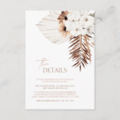 Boho White Orchids Pampas Grass Wedding Details Begleitkarte (Vorderseite)