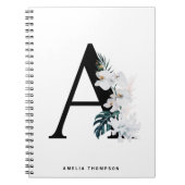 Boho White Orchids Tropical Letter A Monogram Notizblock (Vorderseite)