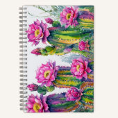 Boho White Pink Floral Cactus Foliage Design Notizblock (Vorderseite)