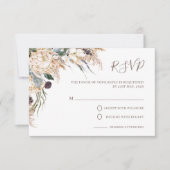 Boho White Protea Pampas Grass Wedding RSVP Card (Vorderseite)