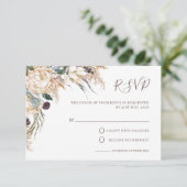Boho White Protea Pampas Grass Wedding RSVP Card Karte (Stehend Vorderseite)