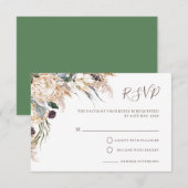 Boho White Protea Pampas Grass Wedding RSVP Card Karte (Vorne/Hinten)