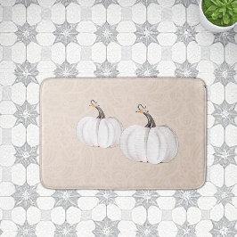 Boho White Pumpkin Watercolor Art Badematte