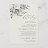 Boho White Rose Blume Hochzeit Details Begleitkarte (Vorderseite)