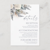 Boho White Rose Blume Hochzeit Details Begleitkarte (Vorderseite)