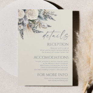 Boho White Rose Blume Hochzeit Details Begleitkarte
