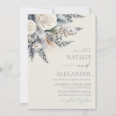 Boho White Rose Blumengarten Hochzeit Einladung (Vorderseite)