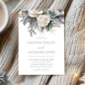 Boho White Rose Blumengarten Hochzeit Einladung
