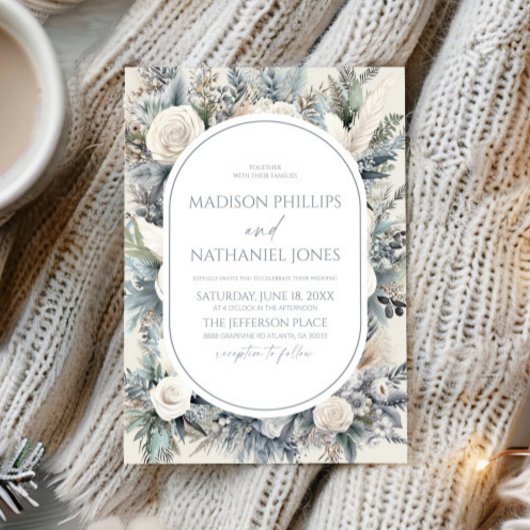 Boho White Rose Blumengarten Hochzeit Einladung