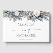 Boho White Rose Blumengarten Hochzeit Gästebuch (Vorderseite)