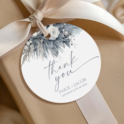 Boho White Rose Blumengarten Hochzeit Geschenkanhänger