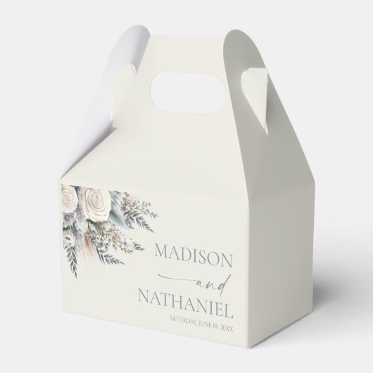 Boho White Rose Blumengarten Hochzeit Geschenkschachtel (Rückseite)