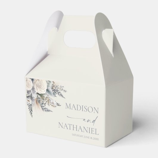 Boho White Rose Blumengarten Hochzeit Geschenkschachtel (Vorderseite)
