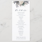 Boho White Rose Blumengarten Hochzeit Menükarte (Vorderseite)