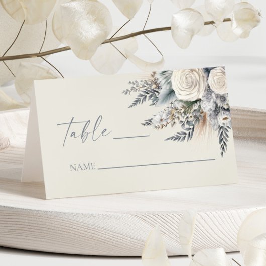 Boho White Rose Blumengarten Hochzeit Platzkarte