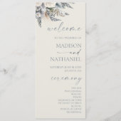 Boho White Rose Blumengarten Hochzeit Programm (Vorderseite)