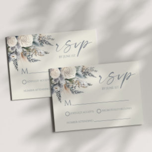 Boho White Rose Blumengarten Hochzeit RSVP Karte