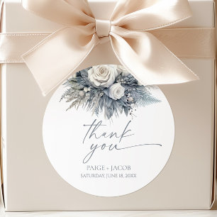 Boho White Rose Blumengarten Hochzeit Runder Aufkleber