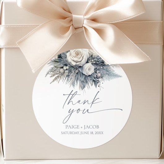 Boho White Rose Blumengarten Hochzeit Runder Aufkleber